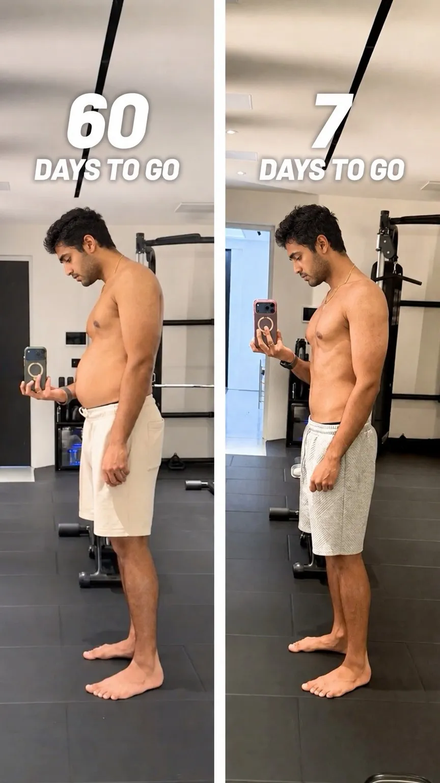 Background Split: Um fundo dividido em duas cenas contrastantes, com você na linha divisória.