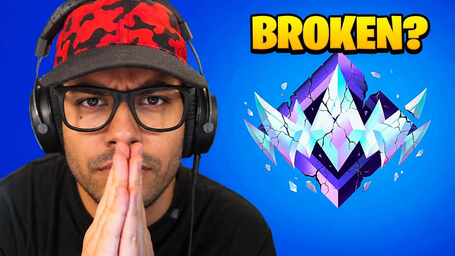The worried question: Your hands over your mouth, a rank icon and one question in yellow: BROKEN?