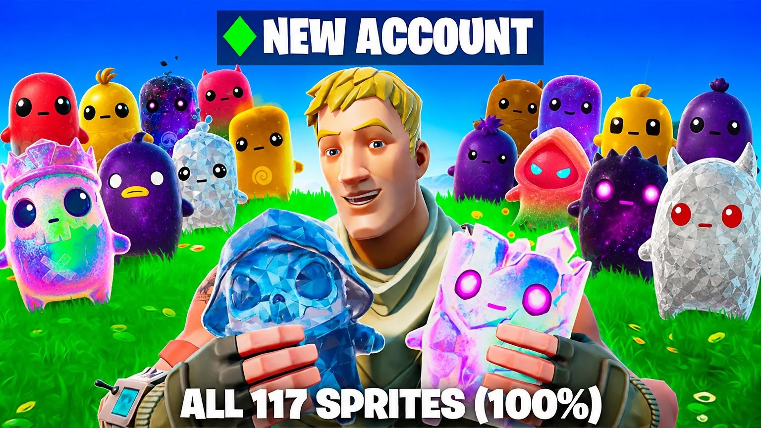 The collection: A lineup of collectible creatures around a skin, with a banner on top and a counter at the bottom.