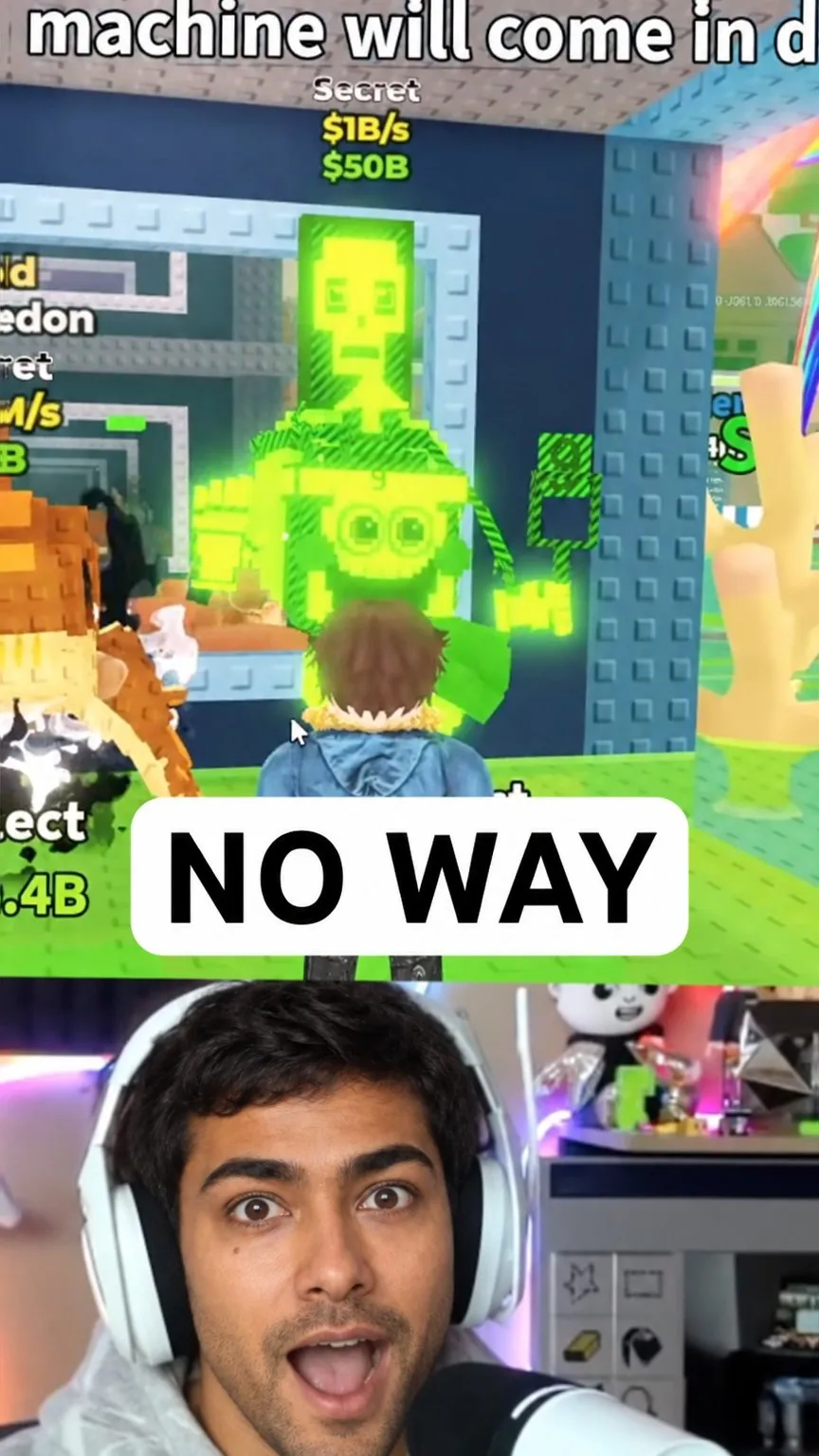 Shorts split: Game footage on top, your reaction below and one caption in the middle.