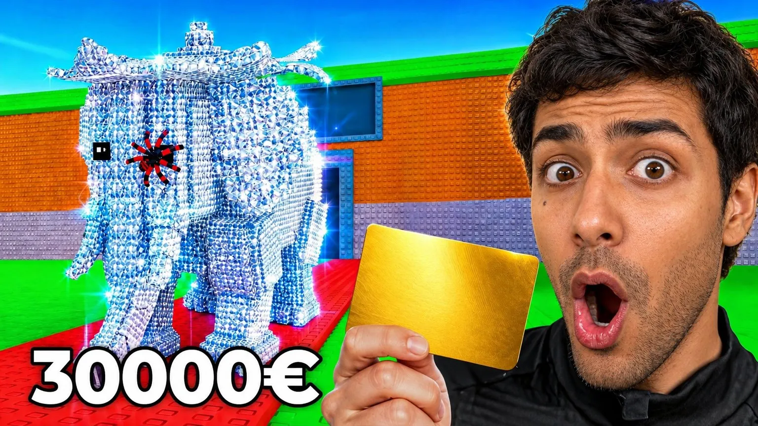 Le gros budget: Votre visage stupéfait, une carte dorée à la main et le montant en blanc : 30000€.