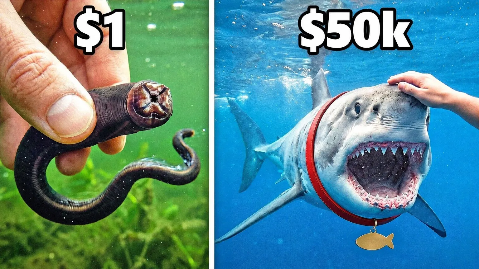 Split Compare: Dois objetos ou estados lado a lado, com legendas e um divisor de VS.